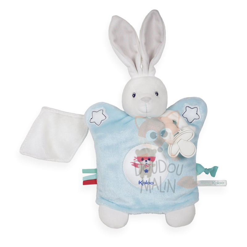  imagine marionnette lapin blanc bleu 25 cm 